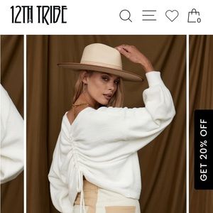 12th Tribe LAWRENCE CREAM CINCHED SWEATER